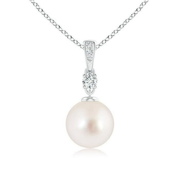 ANGARA South Sea Cultured Pearl Pendant Necklace with Diamonds in 14K White Gold for Women | June Birthstone, Birthday, Anniversary, Jewelry Gift for Women | Pearl Necklace