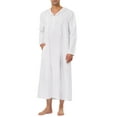 thumbnail image 2 of Unique Bargains Men's Nightshirt Long Sleeves Hooded Loungewear Nightgown Pajamas L White, 2 of 5