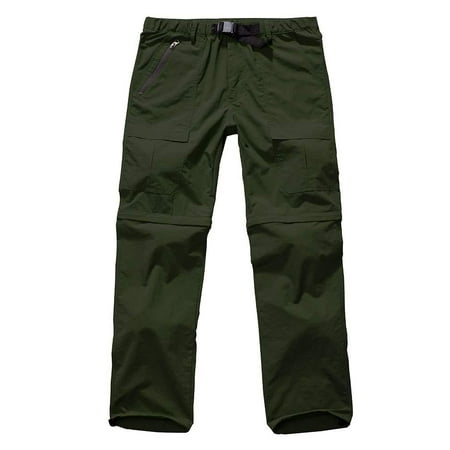 Men's Outdoor Anytime Quick Dry Convertible Lightweight Hiking Fishing Zip Off Cargo Work Pant Army Green 38 (US