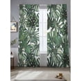 thumbnail image 3 of Green Palm Leaves Semi Sheer Curtains 84 Inch Length 2 Panels Set, Summer Tropical Leaf Vintage Sheer Kitchen Curtain Privacy Voile Window Curtain for Living Room Bedroom Rod Pocket Drapes, 3 of 7