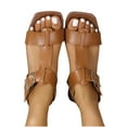 thumbnail image 5 of THDHVS Flat Sandals for Women,Sandals Women,Women's Fashion Casual Belt Buckle Spring and Summer Flat Hollow Sandals Brown 6.5, 5 of 5