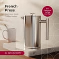 thumbnail image 2 of Living French Press Coffee Maker 34oz, Stainless Steel French Press Coffee, 4 Filter Heat Resistant Double Insulated, Rust-Free, Food Grade, Dishwasher Safe Coffee Pot, 2 of 8