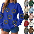 thumbnail image 5 of Jkety Christmas Vacation Shirt Christmas Sweatshirts For Women Funny Holiday T Shirts Long Sleeve Snowflake Funny Cute Pullover Sweatshirts Xmas Tree Brown,XL, 5 of 7