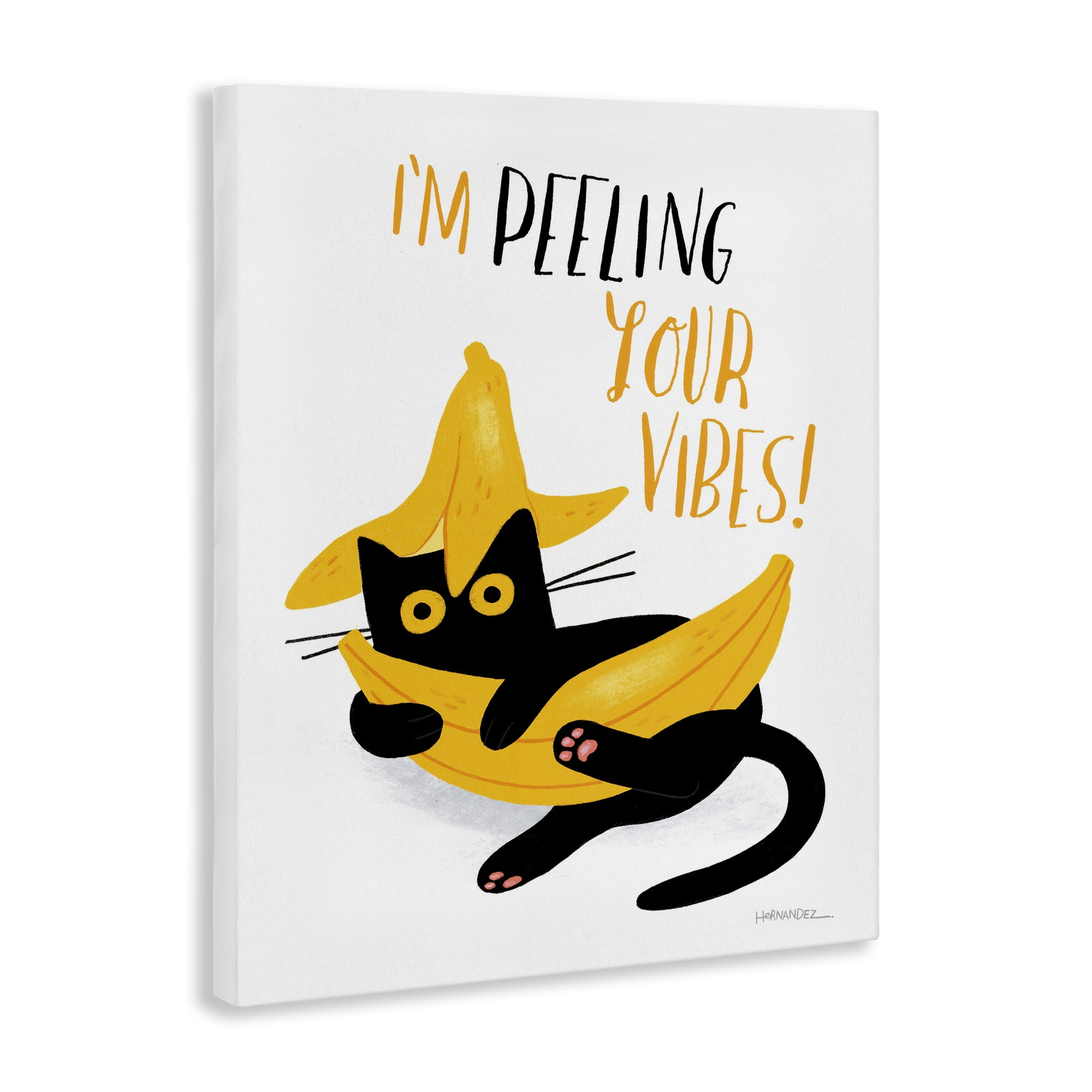 Stupell Industries Peeling Your Vibes Cat Animals Painting Wrapped Canvas Art Print Wall Art, 24 x 30