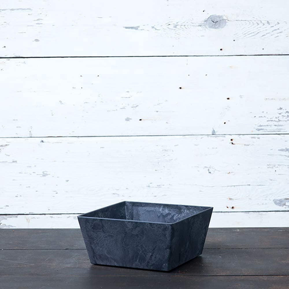 Root & Vessel Ella Low Square Planter, Black, 10"