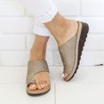 thumbnail image 1 of Sandalias de para mujer Sandalias de diapositivas de sandalias con de del pie de material cuero PU informal Caqui 40, 1 of 8