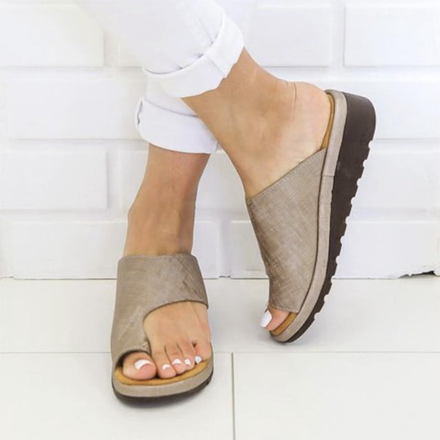 Sandalias de para mujer Sandalias de diapositivas de sandalias con de del pie de material cuero PU informal Caqui 40
