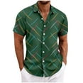 thumbnail image 3 of BRGZLK Men's Short Sleeve Hawaiian Shirts Button Down Shirts Summer Beach Casual Loose Printed Blouse Tops For Work, 3 of 7