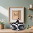 thumbnail image 6 of Velvet Pumpkin Throw Pillow – Stripe Plush Stuffed Pumpkin Decor for Fall Bedroom, Living Room, Sofa, and Home Accents (Orange), 6 of 7