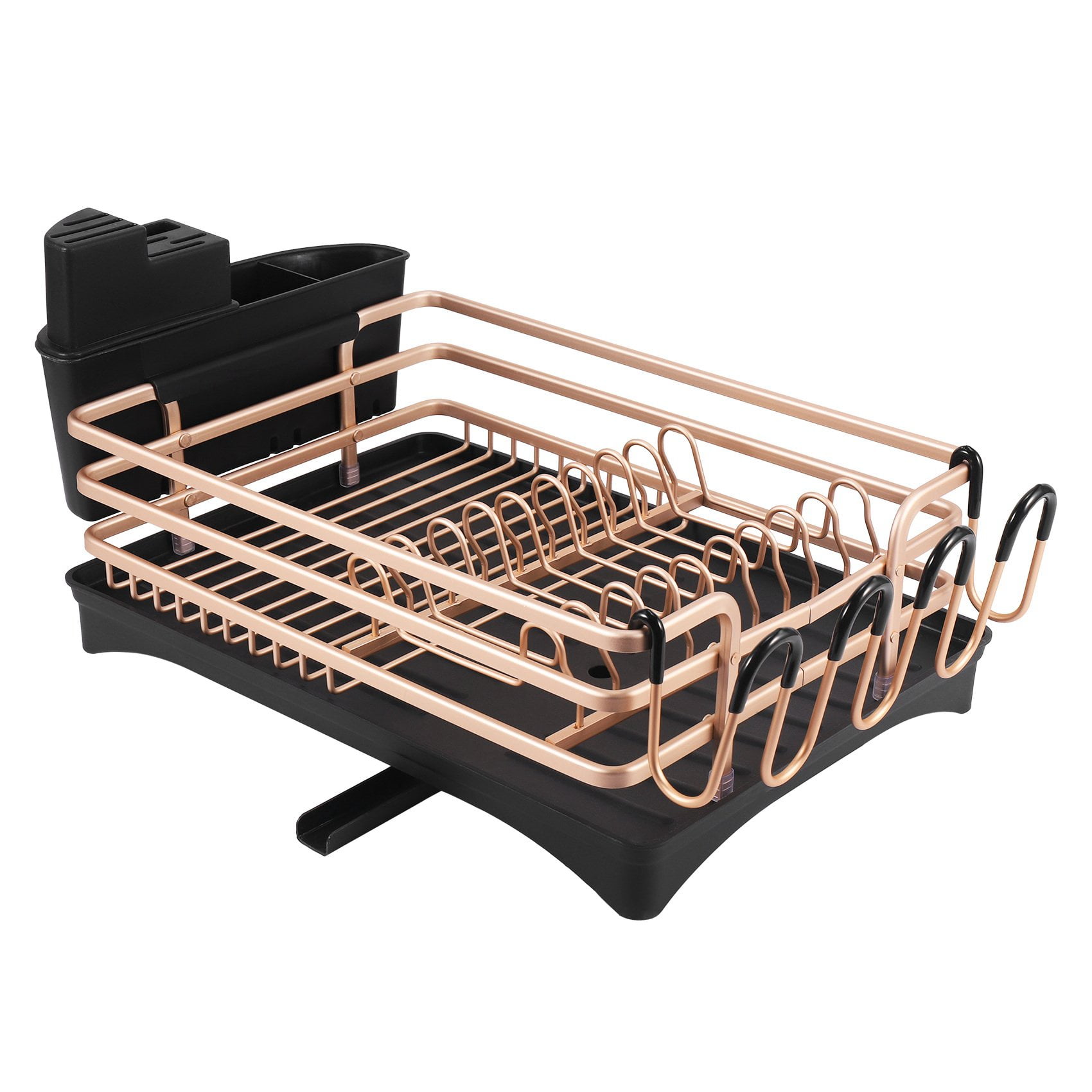 ROTTOGOON [Upgraded Aluminum Dish Drying Rack, Rustproof Dish Rack and  Drainboard Set with Drainage, Utensil Holder, Cup Holder, Compact Dish  Drainer