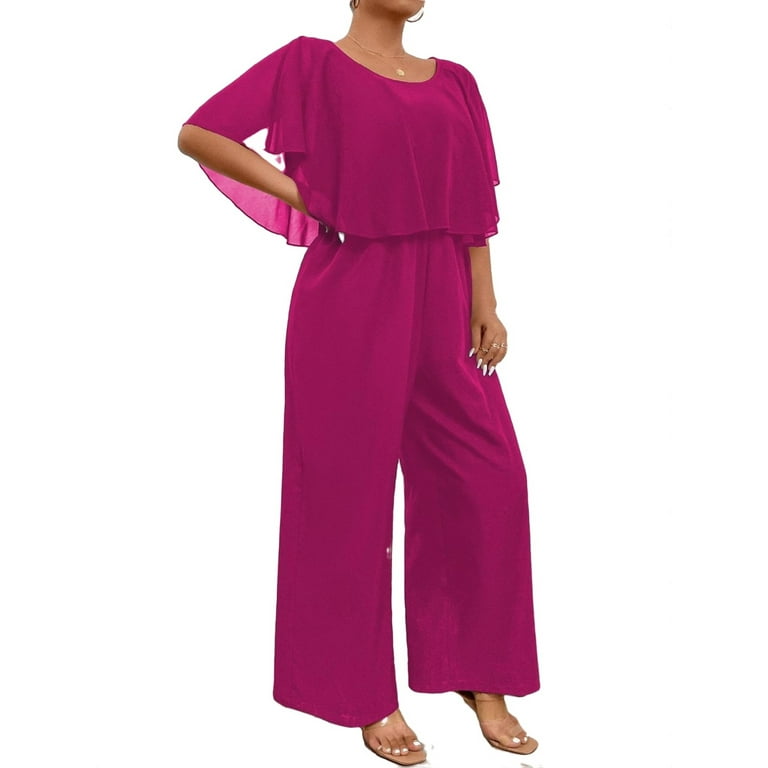 Hot pink plus size jumpsuit hotsell