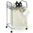 thumbnail image 1 of Gymax Laundry Cart Laundry Hamper Basket Cart w/Rolling Wheels Shelf & Removable Bag, 1 of 10