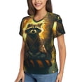 thumbnail image 2 of Vsdgher Tree Meditating Raccoon Women Shirts V Neck Short Sleeve Tops T-Shirt Basic Tees, S to 3XL3X-Large, 2 of 5