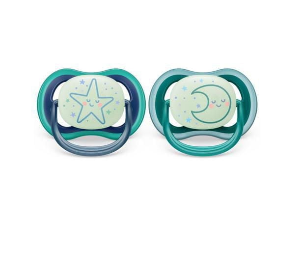 Philips Avent Ultra Air Pacifier 6-18m, sleeping star / sleeping moon, nighttime, 2 pack SCF376/13, Avent Ultra Air Pacifier 6-18m nighttime 2pk