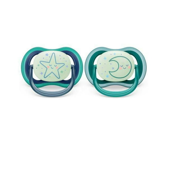 Philips Avent Ultra Air Pacifier 6-18m, sleeping star / sleeping moon, nighttime, 2 pack SCF376/13