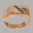 thumbnail image 2 of LBG British Made 14k Rose Gold ring with Natural Sapphire Mens band Ring - 33 size options - Size 9.75, 2 of 6