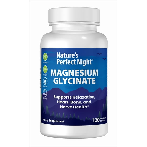 Nature's Perfect Night Magnesium Glycinate Supplement Capsules, 120 Count