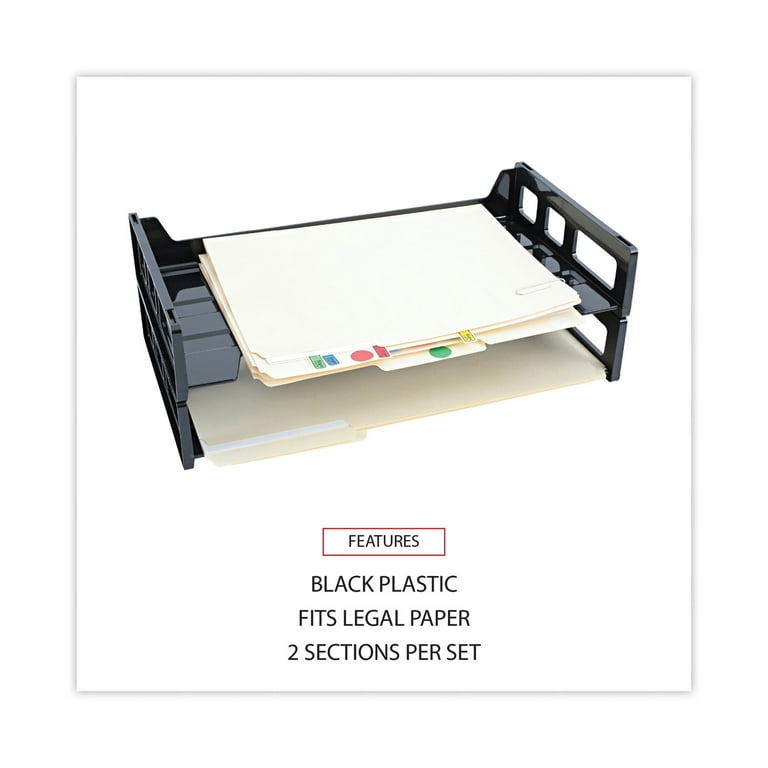 Recycled Plastic Side Load Desk Trays, 2 Sections, Legal Size Files, 16.25 Recycled Plastic Side Load Desk Trays, 2 Sections, Legal Size Files, 16.25