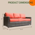 thumbnail image 2 of Krikacy Rattan Wide Seat 3-Seater Sofa With Storage Cabinet Coffee Table,All-Weather Chair,Red, 2 of 6