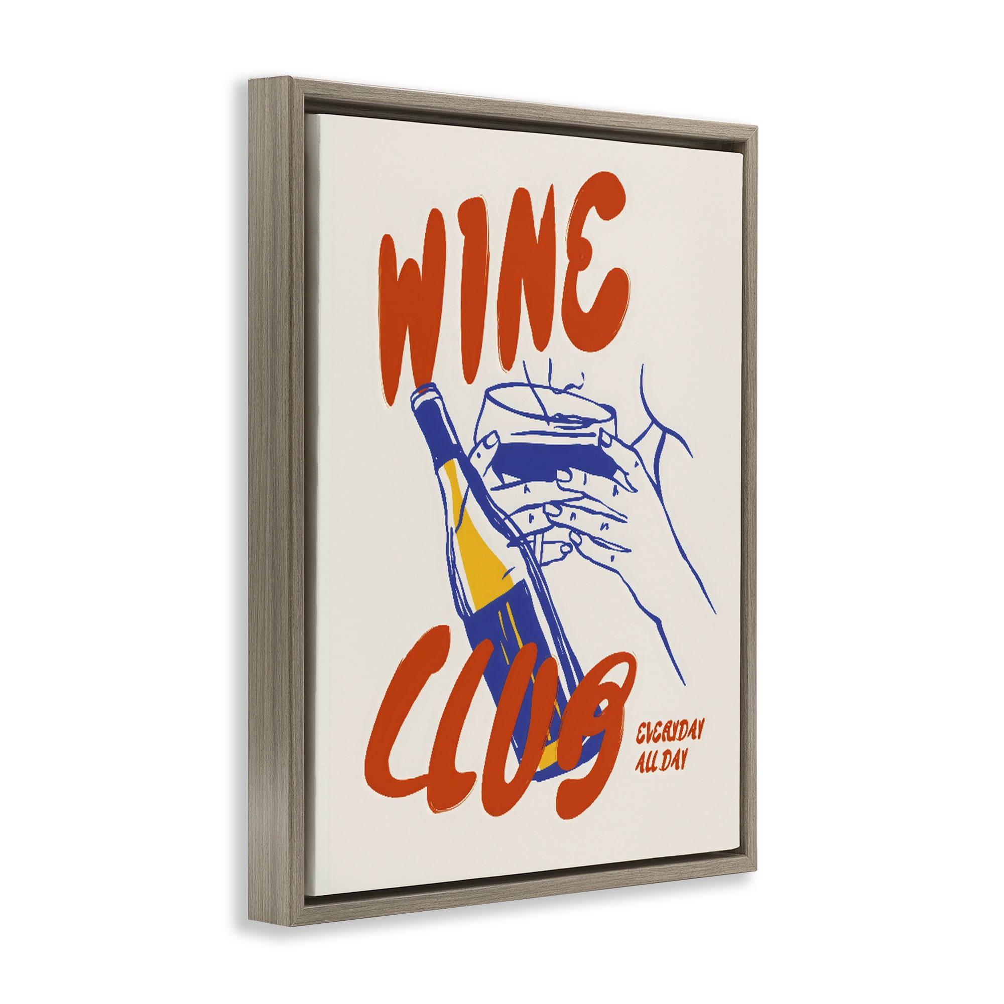 Stupell Industries Wine Club Every Day Brown Framed Floater Canvas Wall Art, design by The Prints Vibe