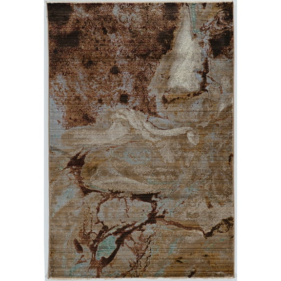 Illusions Cavern Gold Area Rug 5x8 Transitional Design Polypropylene