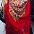 thumbnail image 4 of 100% Wool Wrap Shawl Spanish Pavlovo Posad Woolen Shawl (red) 57.5х57.5-inch Fashion Shawl for Women, 4 of 9
