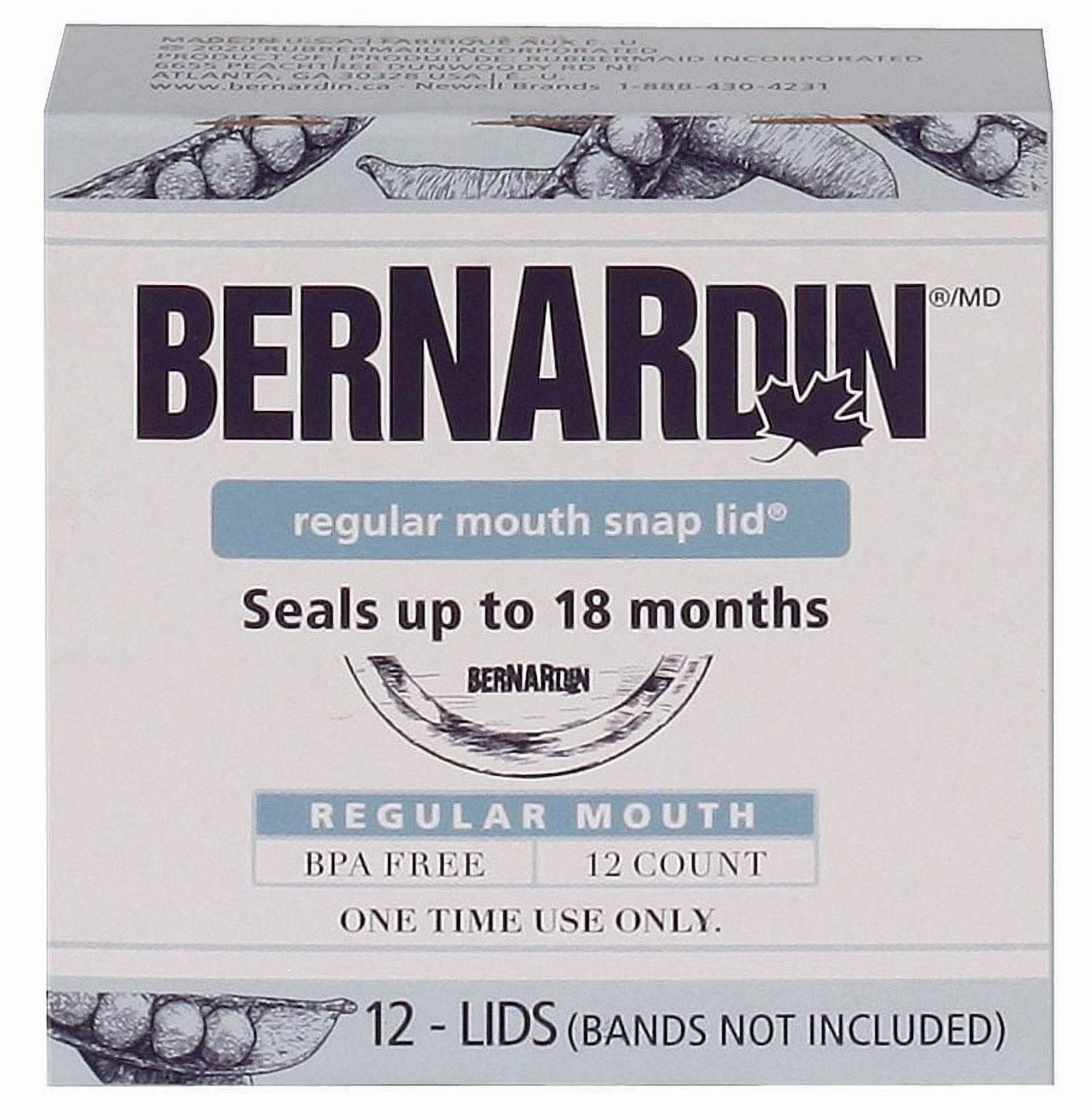 Bernardin Mason Jar Lids, Regular Mouth, 12 Count, BPA-free