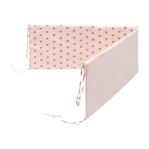 Almohadilla lateral para cuna,Forro de cuna para bebé acolchado en el interior de la cuna grueso,Cojín acolchado lateral para cuna transpirable para niños y niñas,Cojín Corazón rosa