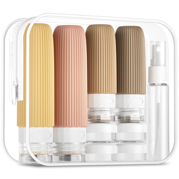 16 Pack Travel Bottles Set, TSA Approved Leak Proof Silicone Squeezable Containers for Toiletries, Refillable Travel Accessories for Conditioner, Shampoo, Lotion & Body Wash Accessories