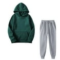 thumbnail image 2 of Brondbend Women Track Suits 2 Piece Set Long Sleeve Solid Hooded Tracksuit with Pocket Elastic Waist Drawstring Jogger Sweatpants Outfits Regular Fit Fall Workout Sweatsuits ,Green, 2 of 5