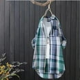 thumbnail image 2 of Button Up Shirt Women, Yigetop Womens Casual Long Plaid Shirts Fall Fashion Long Sleeve Boyfriend Jackets with Pockets Collared Shirts for Women Green2 XL, 2 of 4
