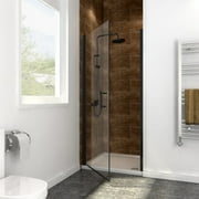 Sunny Shower Hinged Frameless Pivot Matte Black Shower Door 34 in. W x 72 in. H 1/4 in. Glass
