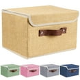 thumbnail image 2 of LINJH Collapsible Fabric Cube Storage Bins Large Home Organizer Boxes Baskets-2Pcs Small -Khaki, 2 of 12