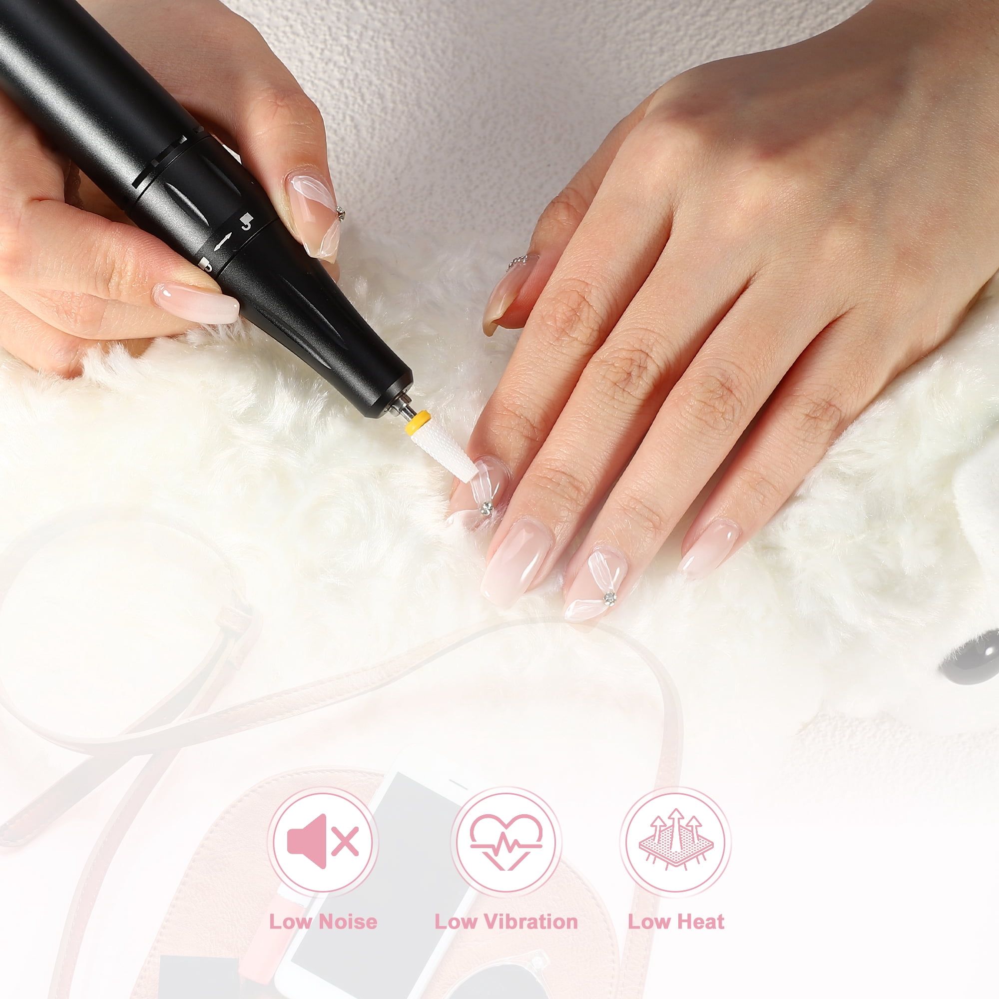 Unique Bargains 1 Set Electric Nail Drill Kit 35000RPM Nail Drill Machine Digital Display Portable Nail Drill Black