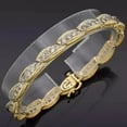 thumbnail image 2 of Om Jewels 14K Yellow Gold Plated Round Cut REAL Moissanite Women's Tennis Link Bracelet, 2 of 5
