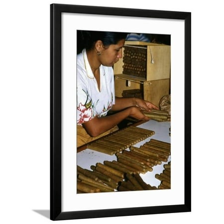 Woman Placing Cigars in a Box for Exportation, Santa Rosa De Copan, Honduras Framed Print Wall (Best Places In Honduras)