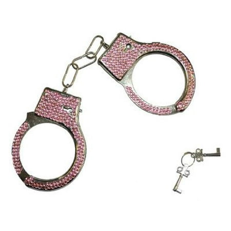 PINK SPARKLE HANDCUFFS cop police womens adult sexy halloween costume accessory