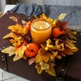 thumbnail image 6 of AYktou Fall Candle Wreath, Artificial Maple Leaf Pumpkin Berry Candle Holders Ring Garland Table Setting for Wedding Ornaments Candlelit Dinner Table Centerpiece Home Party Hanging Decoration, 6 of 6