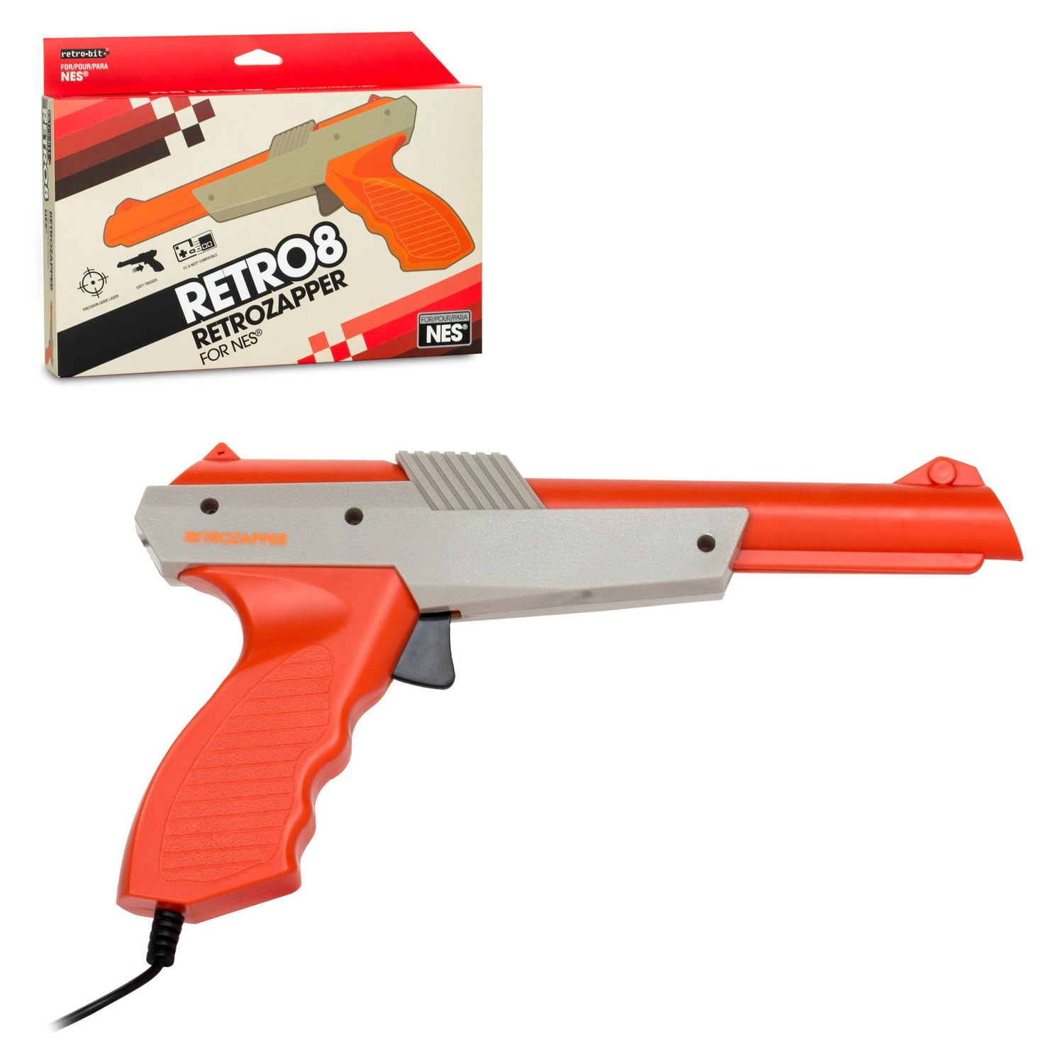 NES Controller Wired 8Bit RetroZapper Gun Grey/Orange (Retro