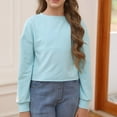 thumbnail image 4 of Xyxonk Girls Long Sleeve Shirts Fall Cute Shirts Size 10-12 Kids Crew Neck Tshirts Trendy Cute Daisy Prints Crop Tops Tween Girls Clothes Light Blue 120, 4 of 5