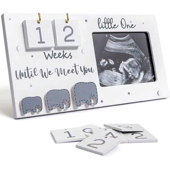 Sonogram Picture Frame , Ultrasound Photo Display with Customizable Countdown, Heartbeat Keepsake for Expecting Families, Elegant Wooden Memory Frame for Special Moments