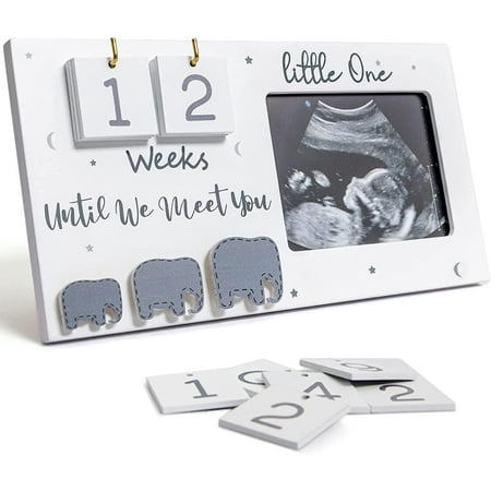 Sonogram Picture Frame , Ultrasound Photo Display with Customizable Countdown, Heartbeat Keepsake for Expecting Families, Elegant Wooden Memory Frame for Special Moments