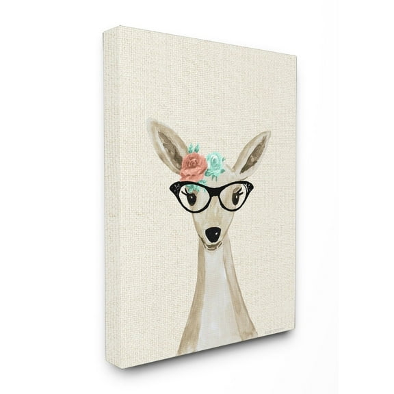 Stupell Woodland Deer W/ Glasses Canvas Wall Art 16 x 20