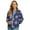 Flower Spots Print Dark Blue, variant on SCRAWLGOD Hummingbird Floral Print Green Womens Zip Up Long Sleeve Crewneck Sweatshirt Jacket Casual Loose Coats With Pockets Stylish Comfy Lightweight Outerwear, S