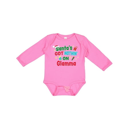 

Inktastic Santa s Got Nothin on Glamma with Christmas Presents Gift Baby Boy or Baby Girl Long Sleeve Bodysuit