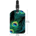 thumbnail image 6 of Square 2Pack PU Leather Peacock Feather Cruise Luggage Tag with Privacy Cover and Name ID Tag for Travel Handbags Backpacks Luggage Tags, 6 of 6