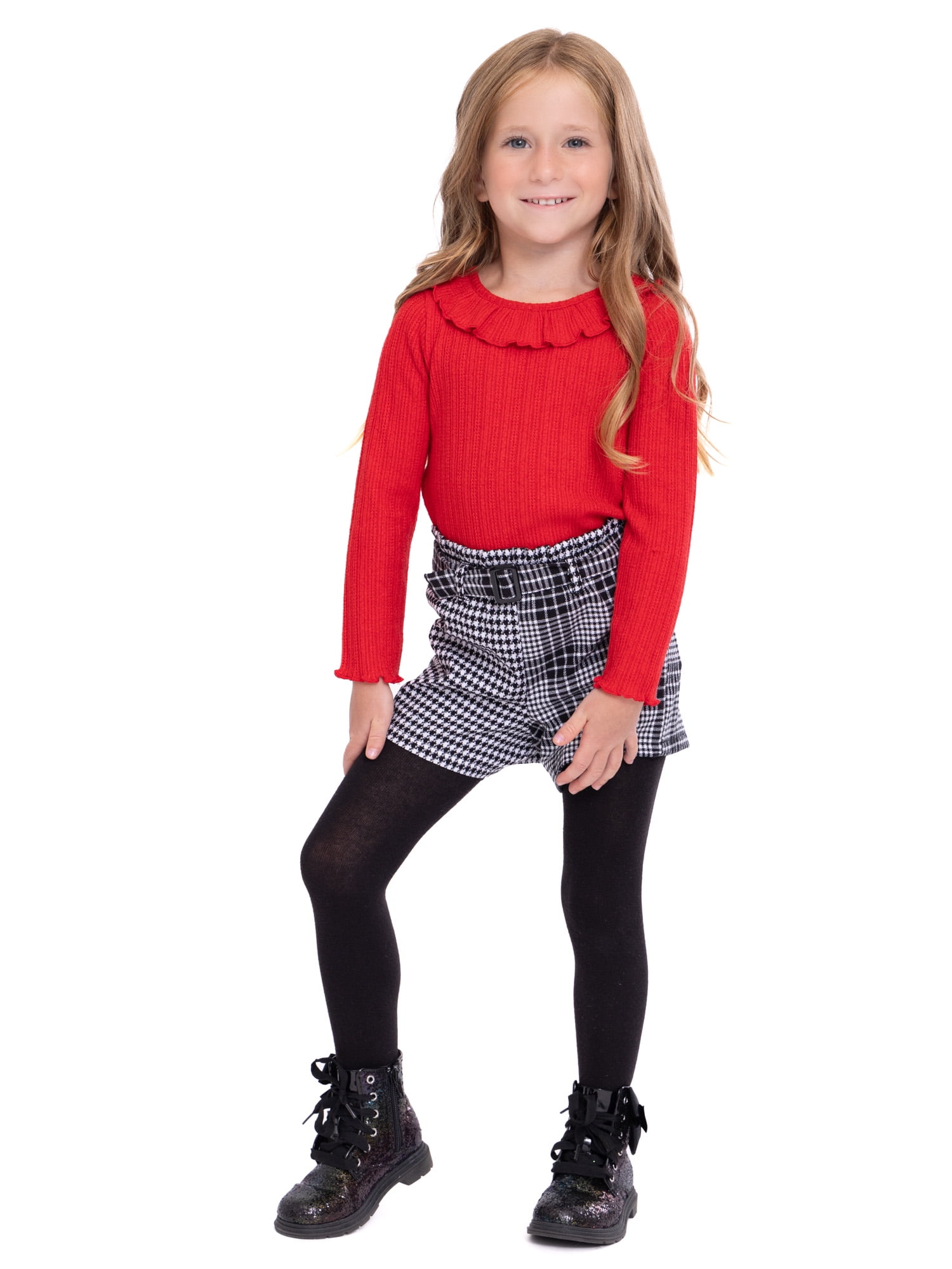 Wonder Nation Toddler Girls Holiday Ruffle Top, Shorts and