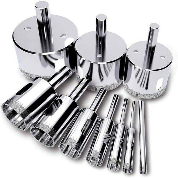 Diamond Drill Bit, (10 Pcs Hole Saw Set), Tile Hole Cutter, Diamond Saw (Solvent Tools For Glass, Porcelain, Ceramics, Granite Stone) 6-50Mm By Anisqui