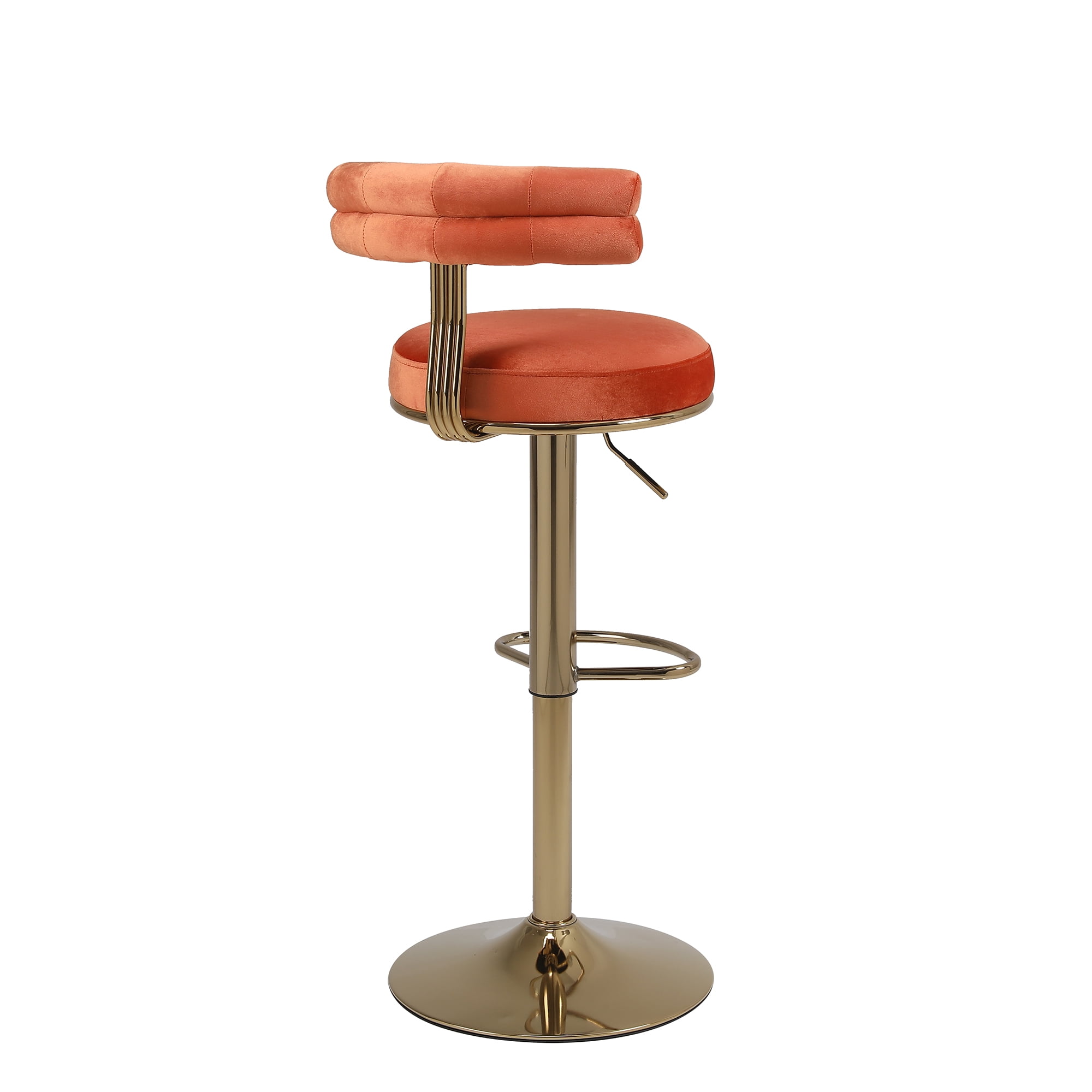 Kadyn Adjustable Swivel Bar Stools Chair with Back and Footrest, Set of 2, Orange