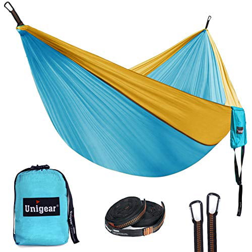 Unigear Double Camping Hammock & Single Hammock Travel Garden Camping Beach Portable Lightweight Parachute Nylon Hammock with Tree Straps for Backpacking